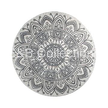 Alfombra Etnico Redonda Gris - Imagen 1