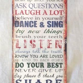 Cartel Vintage " House Rules " . Deco , Retro - Imagen 1