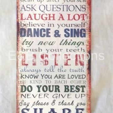 Cartel Vintage " House Rules " . Deco , Retro - Imagen 1