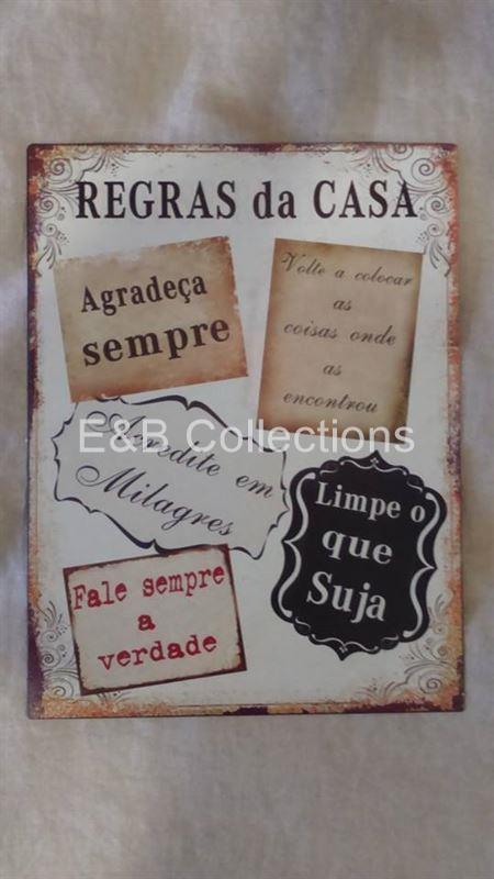 Cartel Vintage " Regras da Casa " . Deco , Retro - Imagen 1