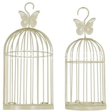 Jgo. Jaulas hierro mariposas Shabby Chic - Imagen 1