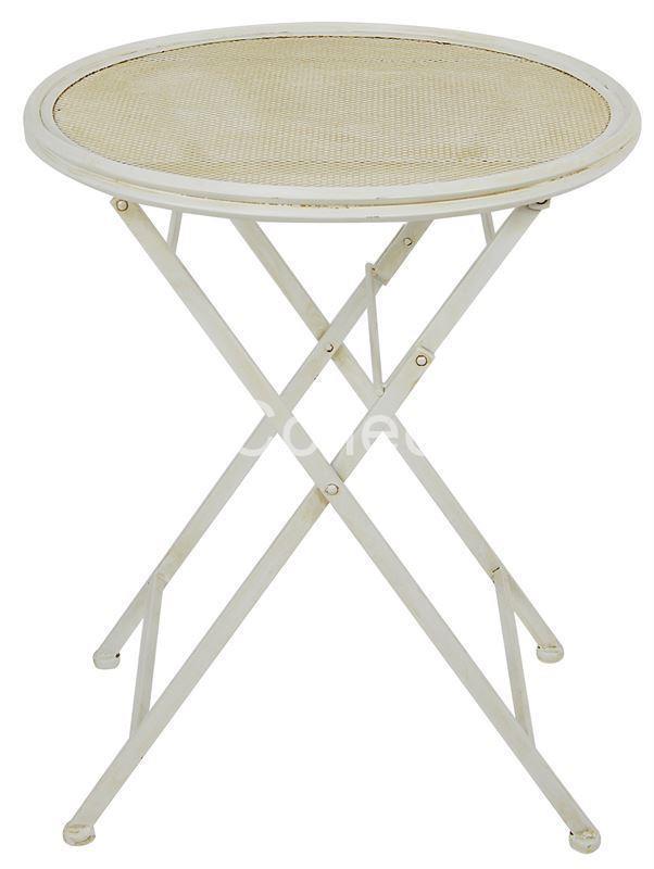 Mesa redonda plegable hierro blanco . Shabby Chic - Imagen 1