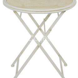 Mesa redonda plegable hierro blanco . Shabby Chic - Imagen 1